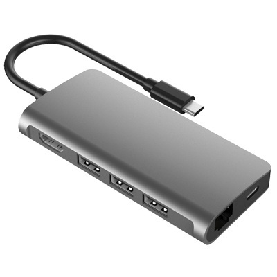 T802 TYPE-C TO HDMI+PD+USB3.0 *3+RJ45+SD+TF 