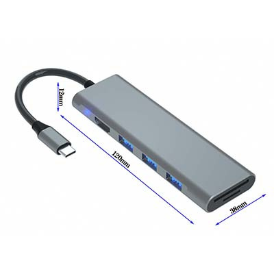 T611 TYPE-C TO HUB(USB3.0*3)+HDMI+SD/TF