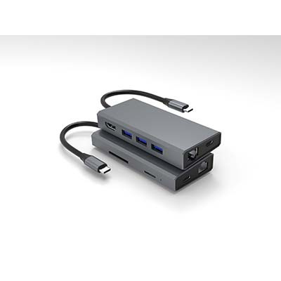 T804 TYPE-C TO HDMI+PD+USB3.0 *3+RJ45+SD+TF 