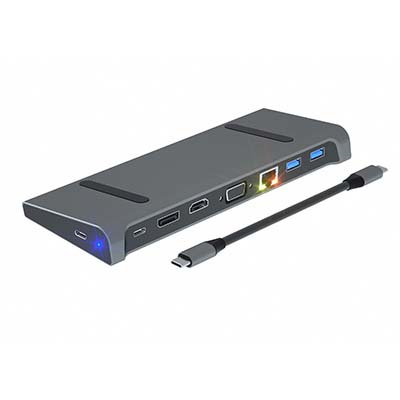 T904 TYPE-C TO HDMI+DP+VGA+PD+USB3.0 *3+RJ45+音頻3.5 