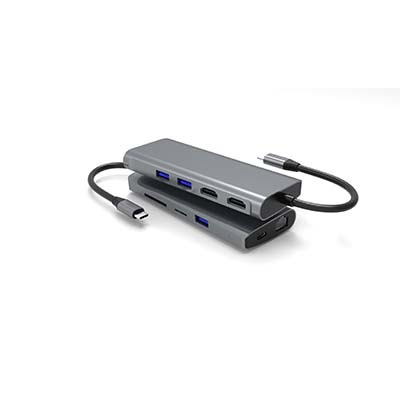 T901 TYPE-C TO HDMI*2+PD+USB3.0 *3+RJ45+SD+TF 