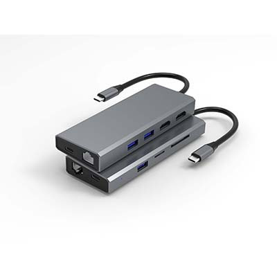 T902 TYPE-C TO HDMI*2+PD+USB3.0 *3+RJ45+SD+TF 