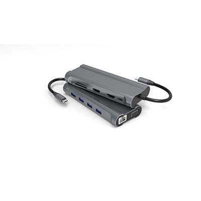 T1105 TYPE-C TO PD+SD/TF+USB3.0*1+USB2.0*2+RJ45+HDMI*2+VGA+音頻3.5