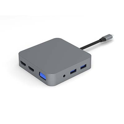 T1109 TYPE-C TO PD+SD/TF+USB3.0*3+RJ45+HDMI*2+VGA+耳機(jī)3.5mm